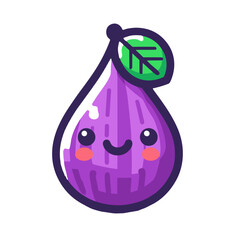 Charming smiling fig character for gourmet food illustrations and sweet recipe designs on transparent background