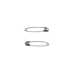 Two safety pins displayed, commonly used for fastening or securing items together.