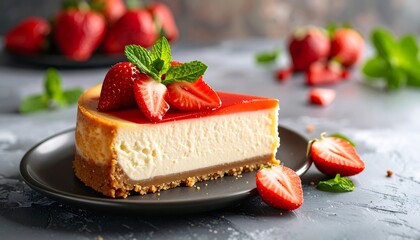 Strawberry Cheesecake Slice with Dessert. (1)