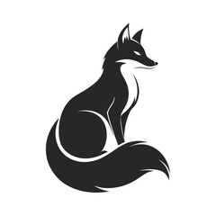 Elegant Black Fox Silhouette Logo Vector Design