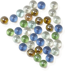 A collection of colorful glass marbles arranged in a visually appealing pattern.