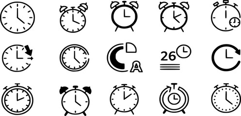 set of clock time watch vector