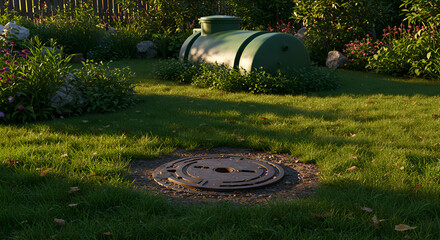 Septic Tank in Backyard Lawn