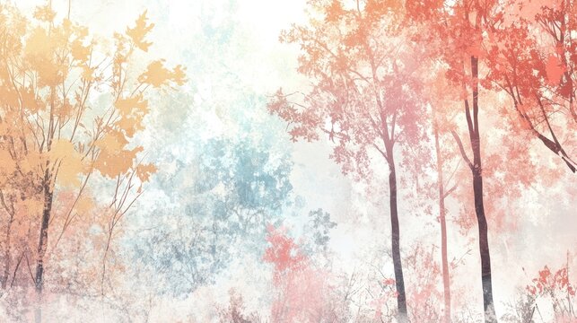 Gentle hues of autumnal trees.