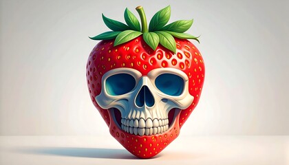 Strawberry Skull Surreal Food Art.