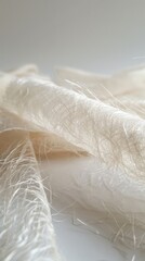 Obraz premium Cream textured fabric sample, close-up, studio