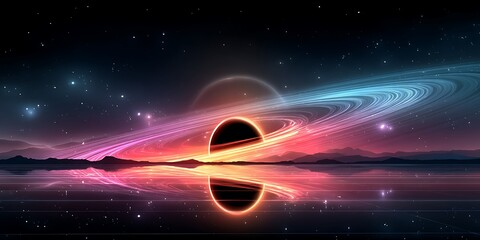 Cosmic black hole, reflected in tranquil water
