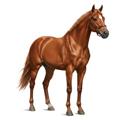 Naklejka premium Realistic horse in white background, and a thoroughbred horse standing against a white background