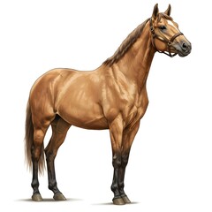 Obraz premium Realistic horse in white background, and a thoroughbred horse standing against a white background
