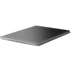 A sleek tablet device displayed at an angle, showcasing its modern design and touchscreen interface.