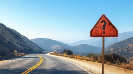 Warning sign on a winding road in a mountainous area during daylight hours