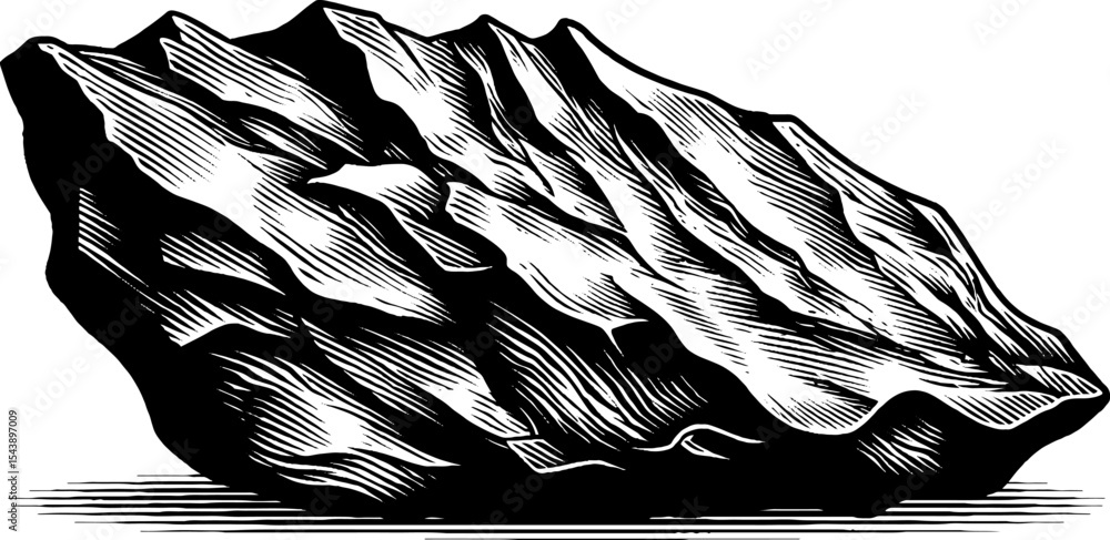 Poster raw obsidian stone with sharp edges for artistic design and decoration