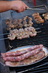Palermo, Sicily. Local street food vendor grilling up meats
