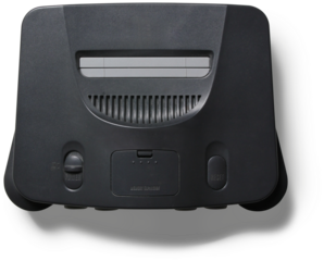 A classic gaming console designed for playing video games, featuring a cartridge slot and control buttons.