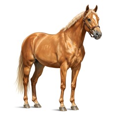 Obraz premium Realistic horse in white background, and a thoroughbred horse standing against a white background