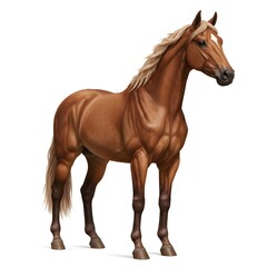 Obraz premium Realistic horse in white background, and a thoroughbred horse standing against a white background