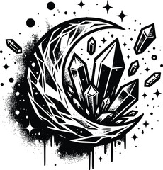 Crystal Mystical Moon – Magical Boho SVG Clipart