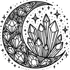 Crystal Mystical Moon – Magical Boho SVG Clipart