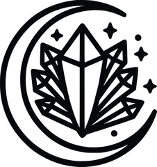 Crystal Mystical Moon – Magical Boho SVG Clipart
