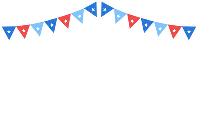 Party flag garland background in red and blue, United states of America national element for independence day. Vector illustration