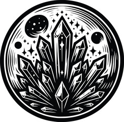 Crystal Mystical Moon – Magical Boho SVG Clipart