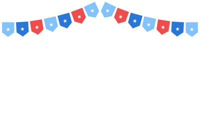 Fototapeta premium Party flag garland background in red and blue, United states of America national element for independence day. Vector illustration