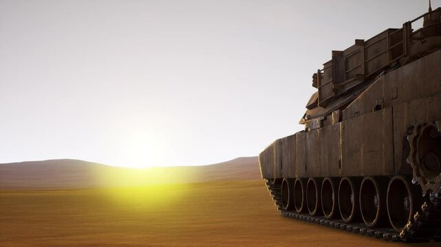Military Tank Operational Display in a Desert Environment