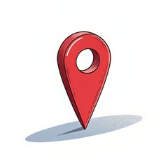 Red 3D Map Pin Icon with Shadow