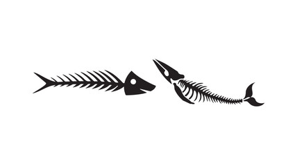 Fish bone icon. Fish bone cartoon icon isolated on white background. Fish bone skeleton silhouette, vector illustration eps 10.