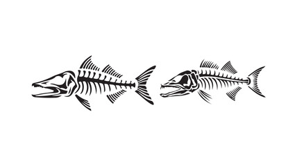 Fish icon,fish bone line art silhouette vector illustration eps 10.
