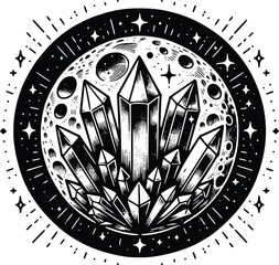 Crystal Mystical Moon – Magical Boho SVG Clipart