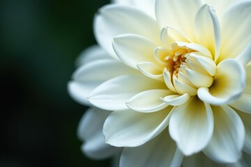 Obraz premium Petal detail of blooming white dahlia flower in macro photography, nature, flower power, garden