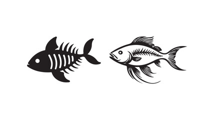 fish bone silhouette ,cartoon fish bone vector illustration eps 10.