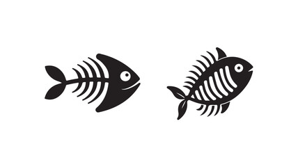Fish bone icon, Simple fish bone cartoon icon isolated on white background. Vector illustration eps 10