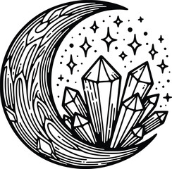 Crystal Mystical Moon – Magical Boho SVG Clipart