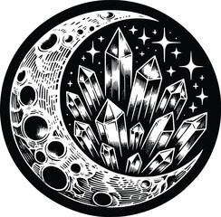 Crystal Mystical Moon – Magical Boho SVG Clipart