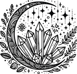 Crystal Mystical Moon – Magical Boho SVG Clipart