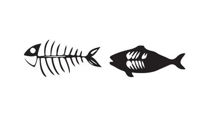 fish bone silhouette ,cartoon fish bone vector illustration eps 10.