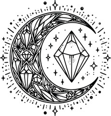 Crystal Mystical Moon – Magical Boho SVG Clipart