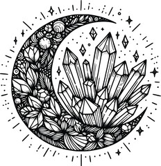 Crystal Mystical Moon – Magical Boho SVG Clipart
