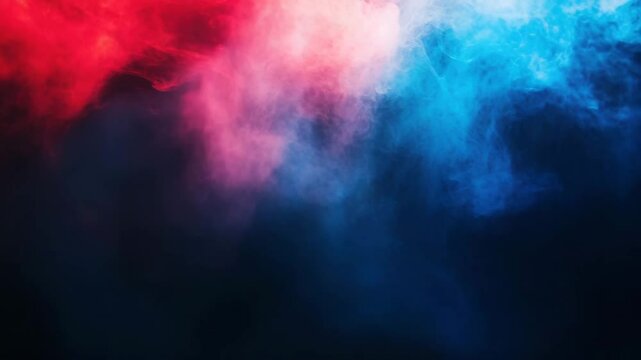 Red And Blue Swirling Smoke Clouds On Dark Background