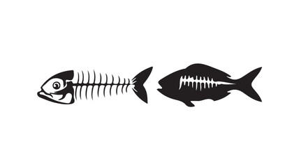 Fish bone, fish skeleton vector icon on white background, logo fish vector illustration eps 10.