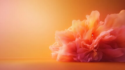 This artistic image showcases an orange blossom that radiates warmth and softness, evoking feelings of joy and tranquility with its beautiful texture and vibrant colors.