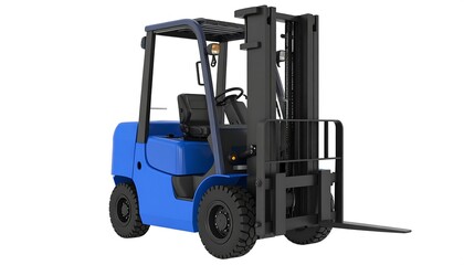 Blue forklift with warehouse transport.