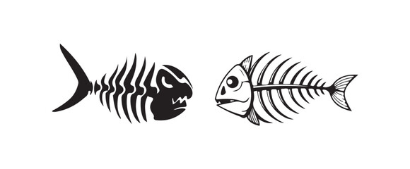 Fototapeta premium Fish Silhouette icon vector set isolated on white background, Fish bone icon. Fish bone cartoon icon, Vector illustration eps 10.