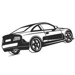 Fototapeta premium Black Car Silhouette – Isolated Vector Vehicle Illustration