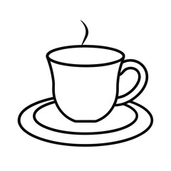 Turkish tea cup on saucer in monoline drawing Vector illustration
