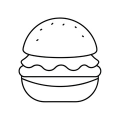 Veggie burger with avocado in line art form Vector illustration
