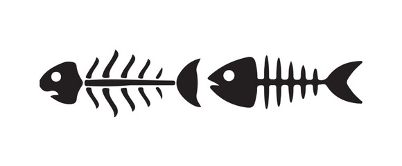 Illustration of a fish icon. Fish Bone Illustration Vector Clip Art Collection Design with White Background. vector illustration eps 10.