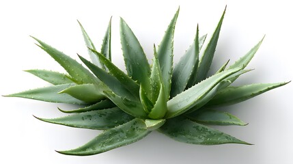 Fototapeta premium A close up of an aloe vera plant with water droplets on its leaves.
